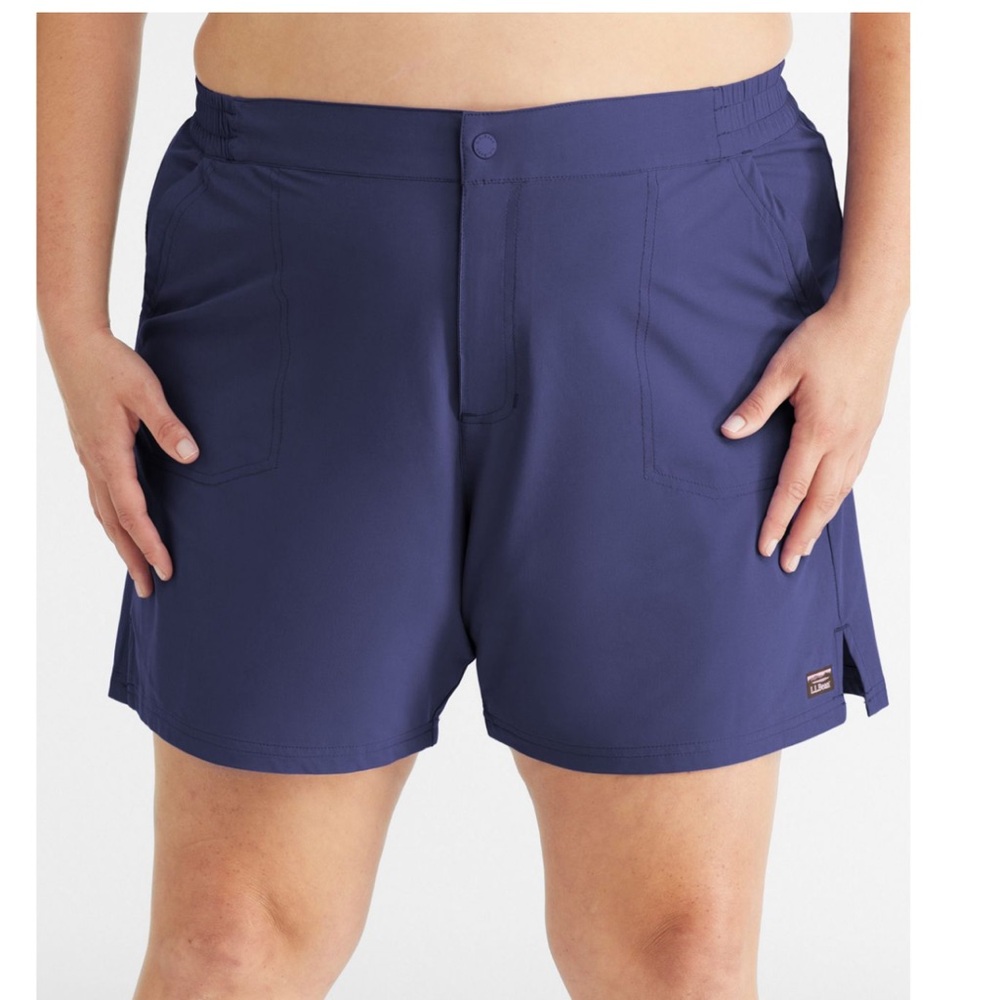 LL Bean Sun Smart UPF 50+ Shorts Women’s 14 Stretch 6" Elastic Waist Navy Blue